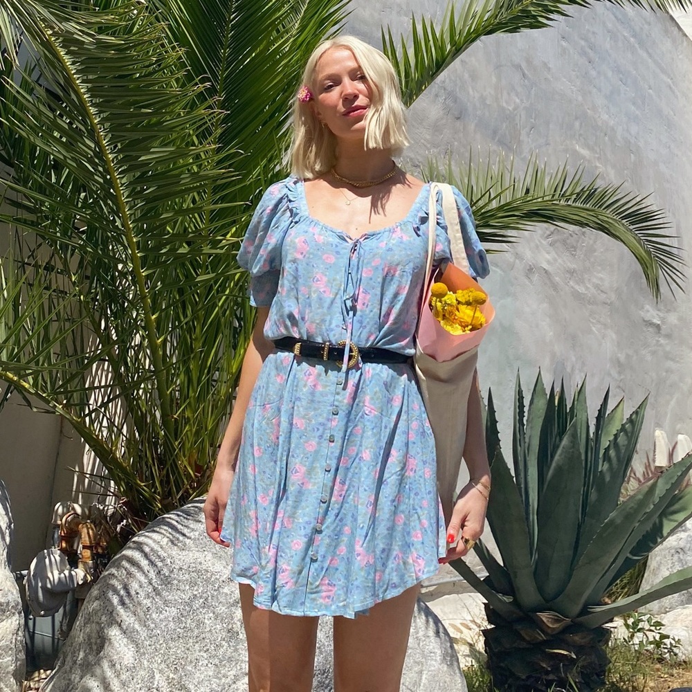 Spell designs dolly mini dress dusty blue